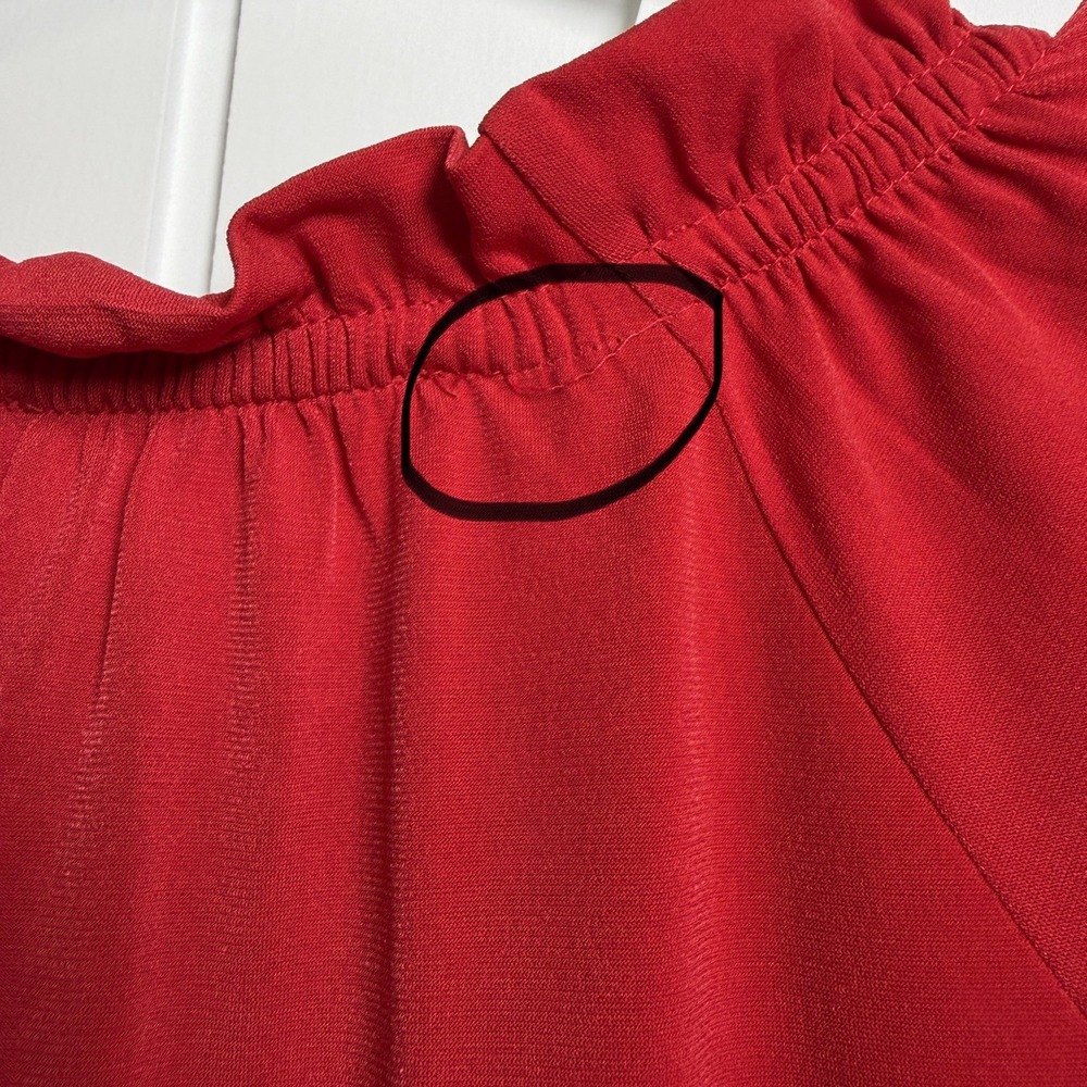 Michael Kors Red Blouse Size Small Ruffle V Neck Long Sleeve Romantic Classic - Picture 5 of 8